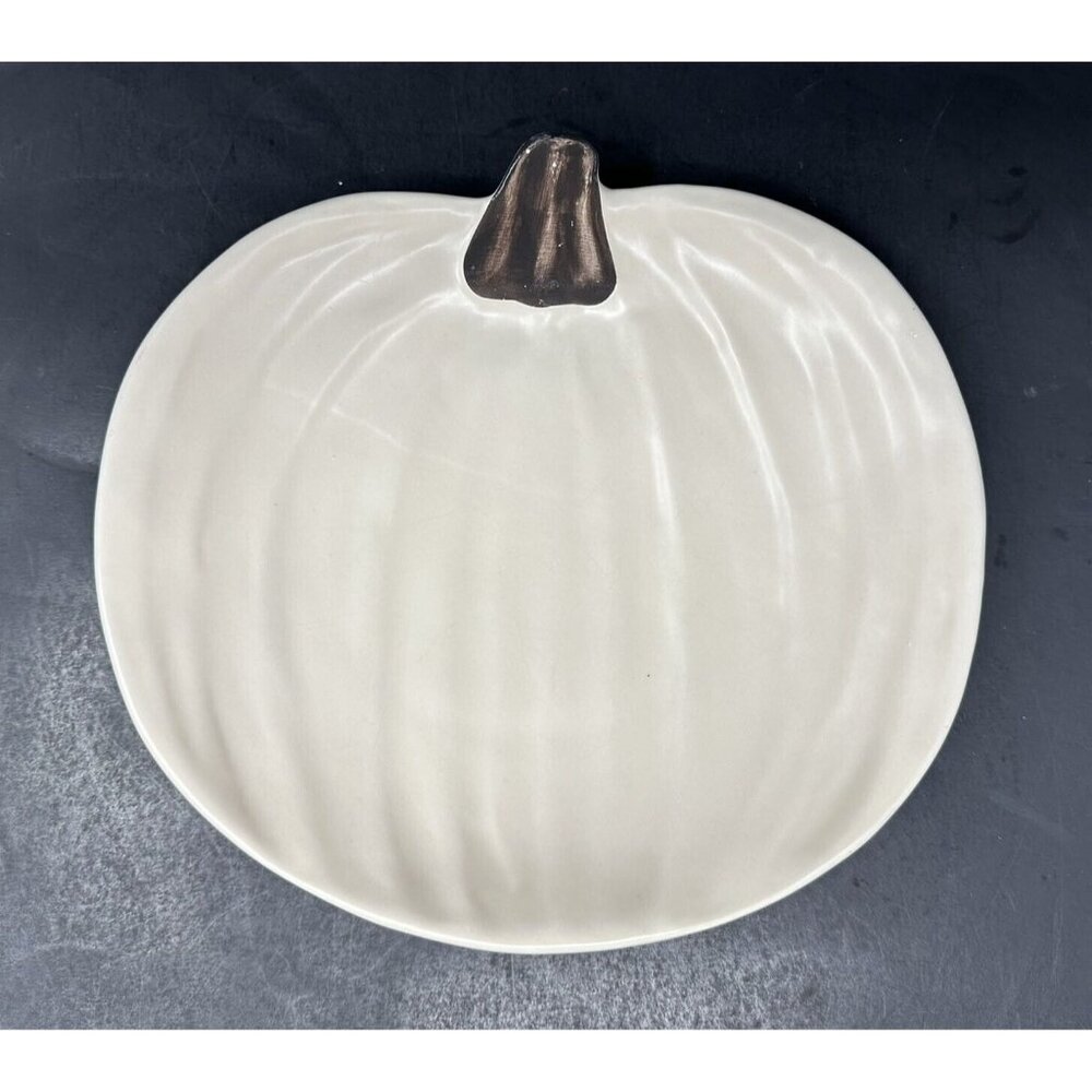 Set of 3 BARBARA EIGEN POTTERY BARN PUMPKIN White Salad Dessert Appetizer Plates - Picture 5 of 11